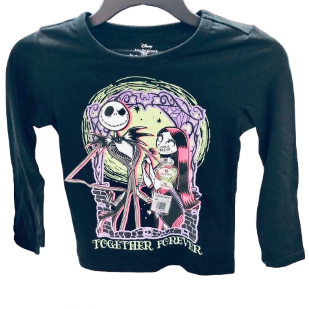 NEW DISNEY NIGHTMARE BEFORE CHRISTMAS TOGETHER FOREVER Tee XS Black Girl’s